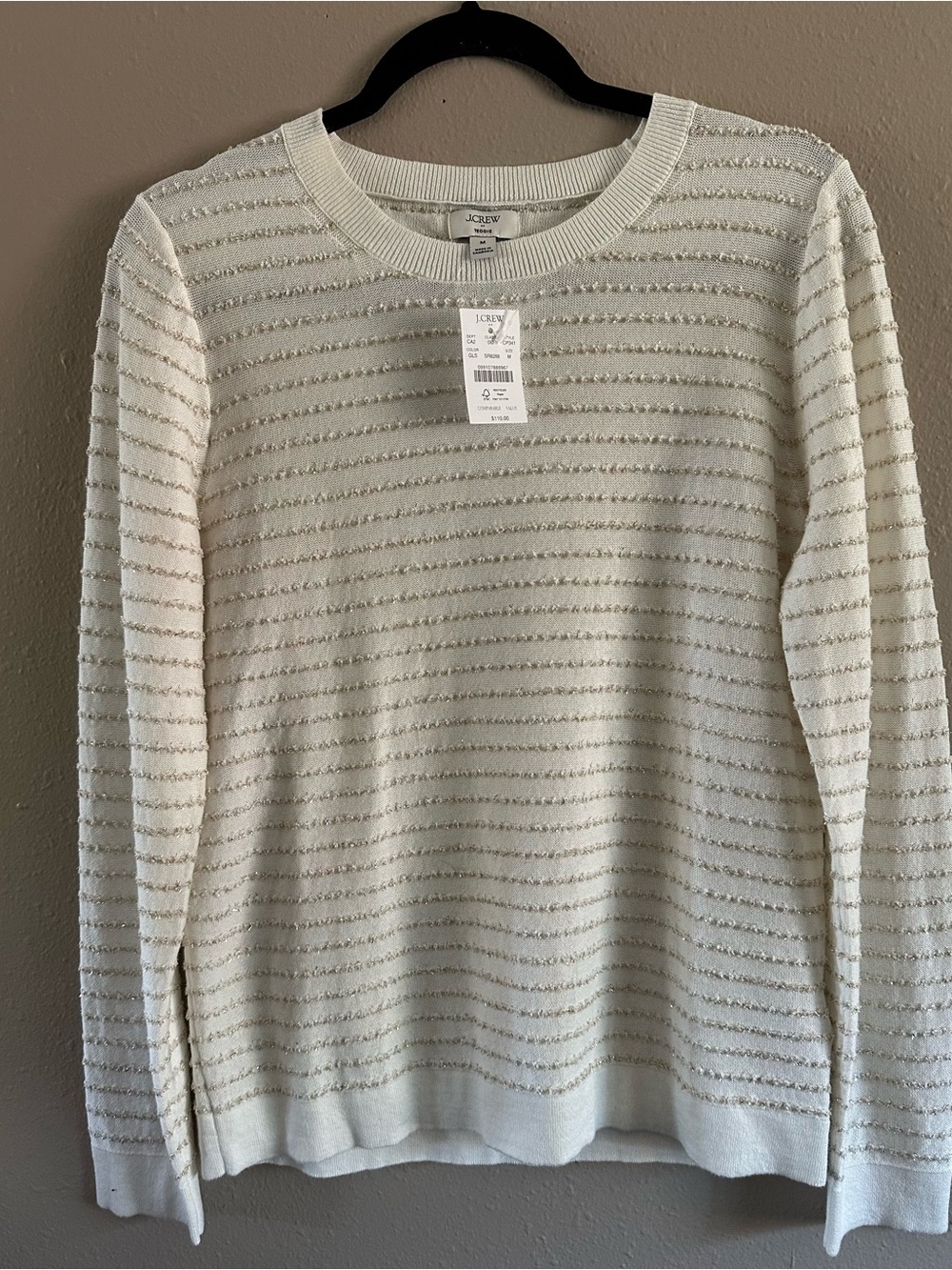 NWT J.Crew "Teddie" Metallic Stripe Sweater
